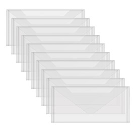 10 Pack Large Size Dies and Stamps Storage Pockets Bags,9.5x4.5inch Transparent Plastic Sturdy Storage Envelopes Folders for Cutting Dies Stencil Embossing Crafts for Paper Card Craft Organizer Holder
