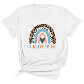 Spunky Pineapple Leopard Rainbow Kindergarten Women Back to School Premium Unisex T-Shirt (White, Large)