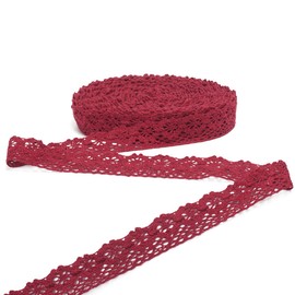 15 yardas de 2,8 cm de ancho, cinta de encaje vintage, borde festoneado para decoración de boda nupcial, paquete de Navidad, suministros de costura para manualidades (rojo vino, 2,9 cm)
