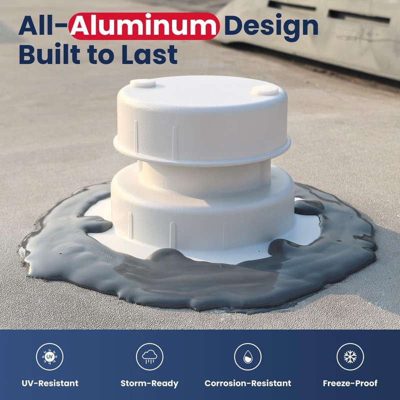 Safoner Aluminum RV Roof Sewer Plumbing Vent Cap Kit- Metal