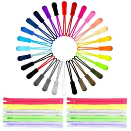 Markeny 200PCS Colorful Zipper Pulls Zipper Extension Pulls Nylon Cord Zipper Tag Replacement with 10PCS Nylon Zippers for Clothes, Backpacks, Traveling Case, Handbag, Purse Zipper Replacement