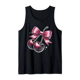 Coquette Cherry and Bow - Cute Red Kawaii Aesthetic Art Tank Top