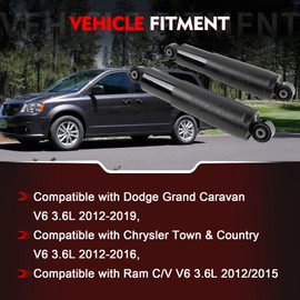 Merautop SJ 68144123AB 2PCS Rear Shock Absorbers Compatible with Dodge Grand Caravan Chrysler Town & Country Replace 68144123AC 52830 8944104000754