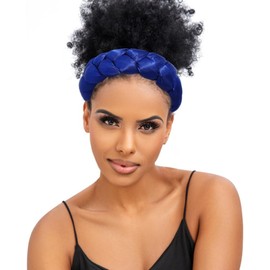 HeadWrap Hairband Pre-Tied Twisted Braid Headband (Blue, One size)