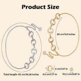 2 PCS Metal Waist Chain Belt Adjustable Silver&Gold Chain Belt Moon Star Link Belt Fashion Sun Body Belly Belt Chains for Women Girls Jeans Dress Coat Decorative