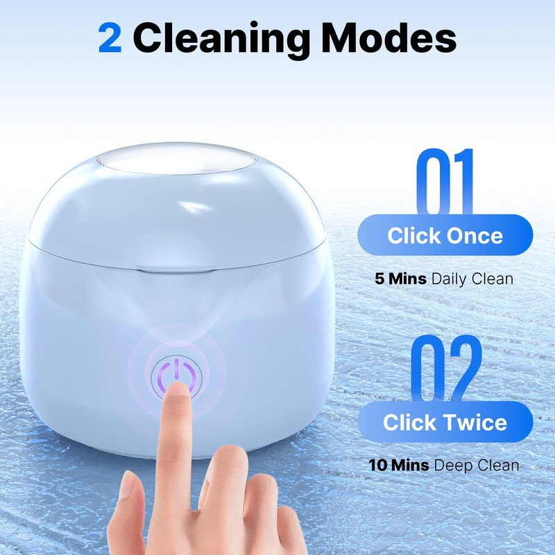 CXRUY Ultrasonic Retainer Cleaner - UV Dental Cleaning Pod Night