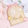 Gosknor Baby Monthly Milestone Card, Bow & Flower Wooden Baby