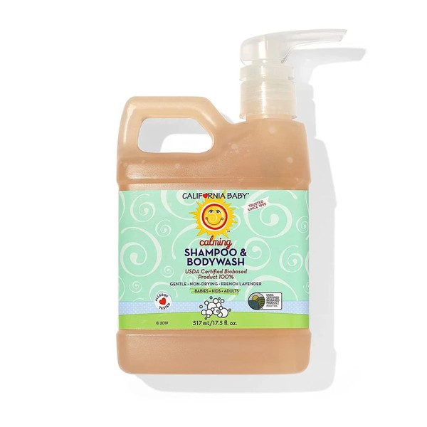 California Baby Calming Lavender Shampoo and Body Wash | 100% Plant-Based (USDA Certified) | Allergy Friendly | Baby Soap and Toddler Shampoo for Dry, Sensitive Skin | 517 mL / 17.5 oz.