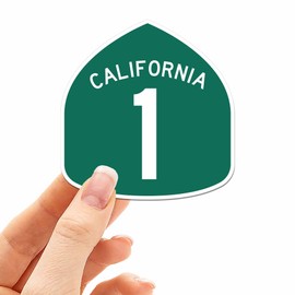California Highway 1 Road Sign Sticker, PCH All American Road Decal, Waterproof Vinyl Bumper Sticker, Explore Iconic CA Gifts
