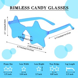 CHRORINE 8/16/24/40 Pairs Rimless Star Shape Sunglasses Transparent Glasses Bulk for Party Decor Favor (24, Mixed Colors)