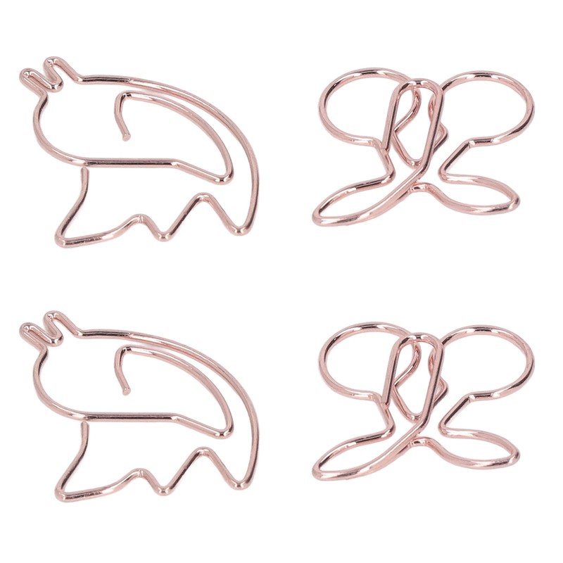 100Pcs Cute Paper Clips Cherry Hummingbird Style Electroplated Metal Gold