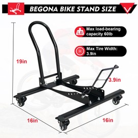 BENNTOP Bike Floor Stand Rack Adjustable Freestanding Indoor Bike Stand with Lockable Wheels for 20"-29" Mountain Road Bike Storage for Home Garage (60lbs Load)