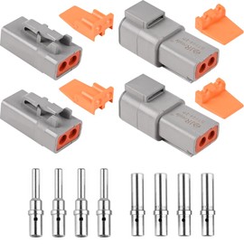 JRready ST6138 DTP Connector Kit 2Pin, DTP 12 Guage 14 Guage Waterproof Connector with Size 12 Solid Contact 12-14 AWG, 2 Sets