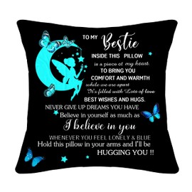 Best Friend Cushion Cover Throw Pillow Cover Pillowcase for Women Girls Friendship Gifts Birthday Gifts (bestie)
