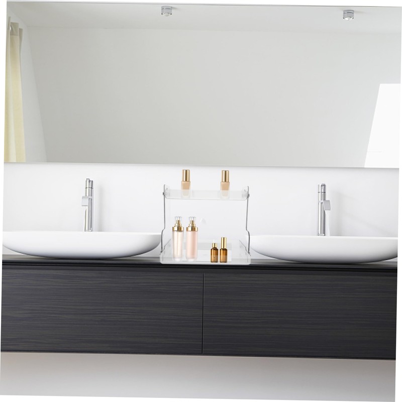 KICHOUSE 2-Tier Cosmetic Storage Organizer Wall-Mounted Vanity Organizer for Bathroom