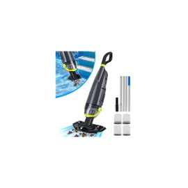 KimPump Cordless Handheld Pool Vacuum Cleaner with 4 Filter Bags, Suitable for Ultra-fine Impurity Filtration| Dual Brush Heads+Aluminum Poles | 20.5 GPM Suction-Powerful Spa Vacuum for Hot Tub-Yellow