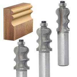 Akylin 3Pcs Architectural Molding Router Bit,1/2" Shank 1" Cutting Height,Decorative Bead Mould,Casing&Base Molding/Wood-face Cutter for Furniture Profiles,Framing and Edge Moulding (3Units/Pack)