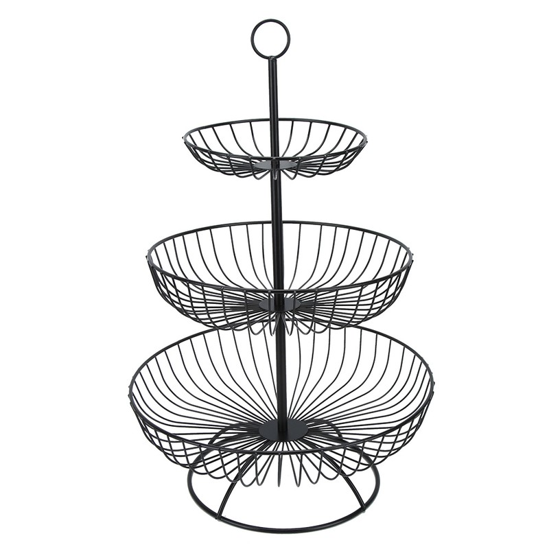 Household Living Room Modern 3-Tier Fruit Dish Plate Storage Basket