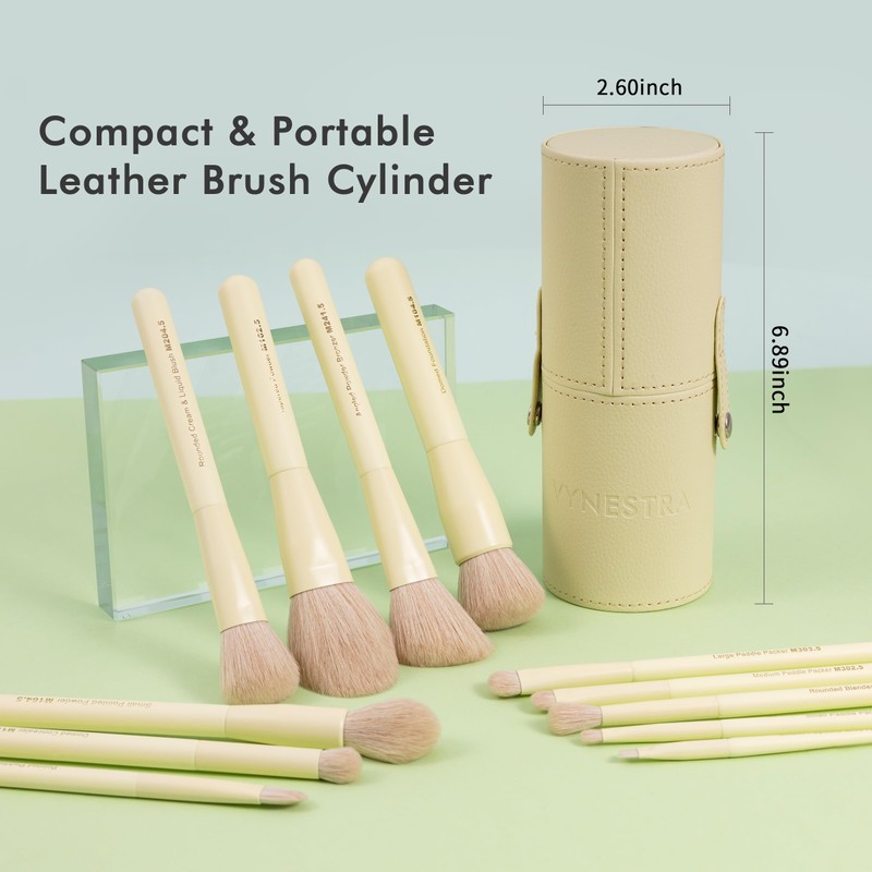 Vynestra Makeup Brushes Buttery Blends 12 Travel Face& Eye Makeup