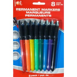 JOT Permanent Markers, Colored, 8 pack