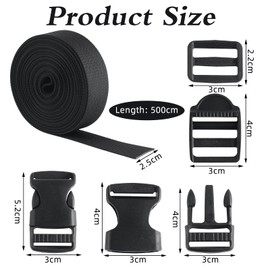 Trukafie Webbing Strap 5 m with 10 Pairs of Buckles, 25 mm Heavy Nylon Webbing and Side Release Buckles Clips Webbing Straps for DIY Crafts Backpack Strapping Bag Luggage Attachment Strap