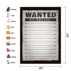 PHMOJEN Police Lineup Backdrop Height Chart Mugshot Suspect Wall Photography Background Vinyl 6x9ft Wanted by Police Murder Mystery Party Background Photo Shoot Props BJLSPH1987#2