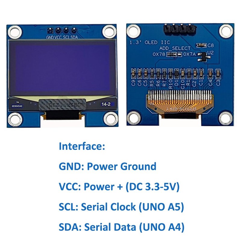 Haldzemo 1.3 inch OLED Display Module I2C IIC 128x64 LCD