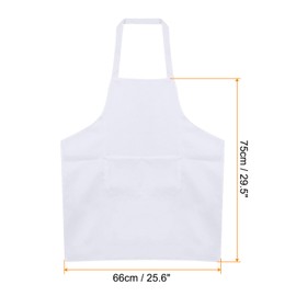 sourcing map 3pcs Kitchen Cooking Aprons 75x65cm Polyester Artist Painting Apron with 2 Pockets for Women Men Chef Home Kitchen Restaurant Craft Garden Cooking, White