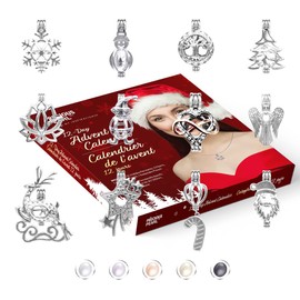 My Inspirations 12 Day Advent Calendar Count Down Collection Five-Pearl Kit,12 Pendant Locket Charms,19.5" Chain,
