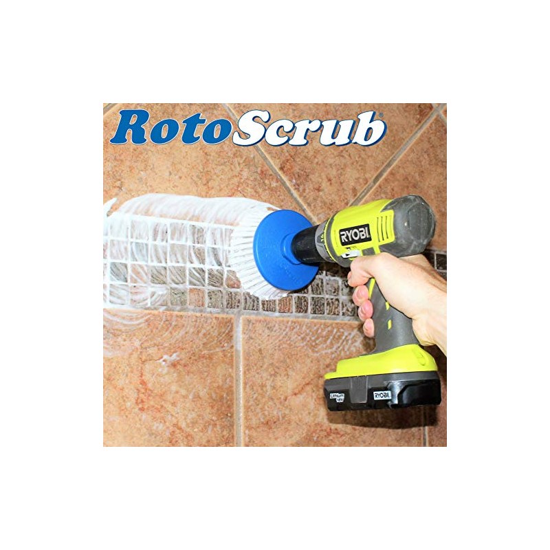 RotoScrub Multi-Purpose Drill Brush Attachment, Showers, Tubs, Carpet, Tile, Grout,
