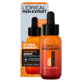 L'Oréal Men Expert Pflegeset gegen müde Haut für Männer, Geschenkset mit Serum und Gesichtscreme 24H Anti-Müdigkeit, Geschenk für Herren mit Vitamin C, Hydra Energy, 1 x 30 ml, 1 x 50 ml