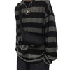 Zhiyouni Womens Mens Punk Gothic Oversized Striped Shirt Tops (Grey-M)