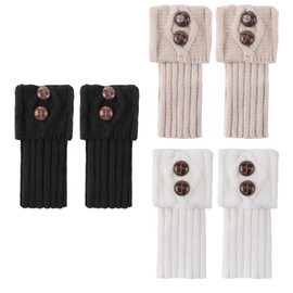 REDESS Women Boot Knit Cuffs,Short Crochet Leg Warmers, Variety of Styles Winter Warm Cuff Socks 3 Pairs