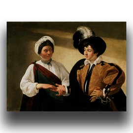 OKRA Caravaggio Print - The Fortune Teller Canvas Wall Art - World Famous Oil Painting Reproduction - Cool Home Decor for Living Room, Bedroom, Bar, Unframed(12×16in/30×40cm)…