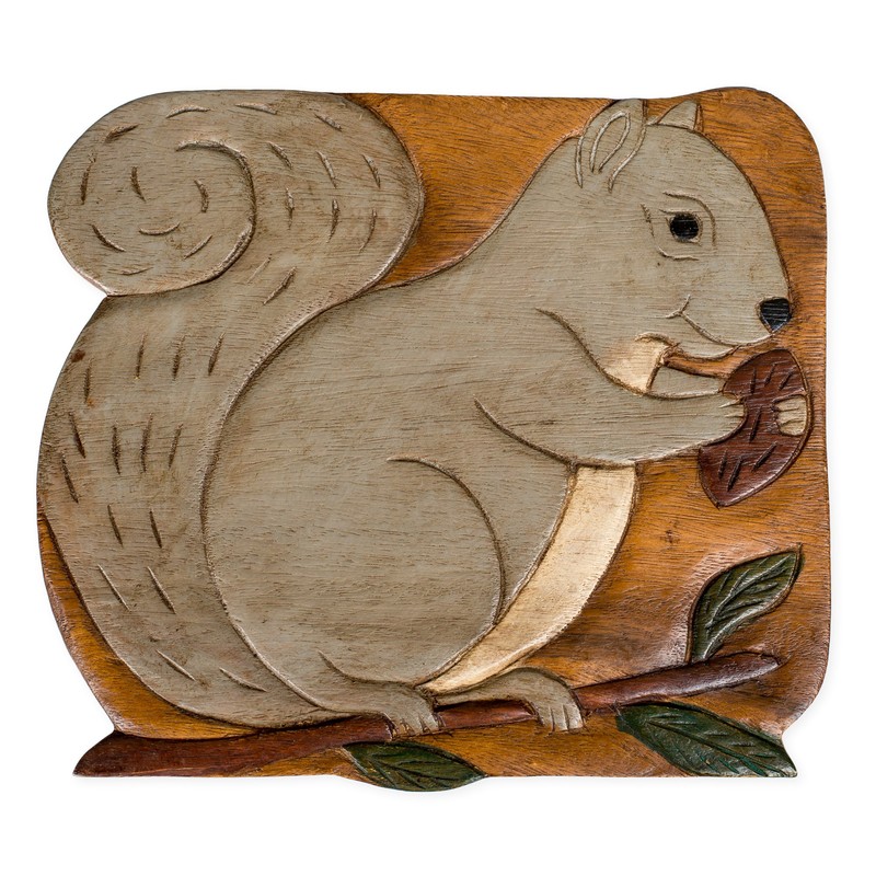 Sea Island Imports, Inc. Squirrel Hand-Carved Acacia Hardwood 11 inch