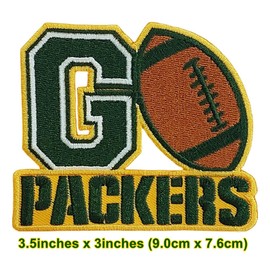 2PCS Green Bay City American Football and GO Words Embroidery Pathces Iron On,Sew On Clothing