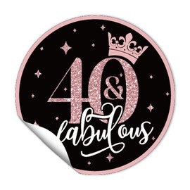 REWIDPARTY 1.5 Inch Round 40th Birthday Stickers（80 Pieces） Rose Gold 40 & Fabulous Stickers 40th Birthday Party Favor Stickers Adhesive Party Stickers 40th Birthday Party Decorations Supplies
