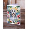 Caroline's Treasures Bearded Collie Luau Greeting Cards Pack of 8