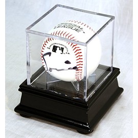 Single Baseball Cube Display Case Stand with 98% UV Ultra Pro Cube Included (Black Finish)