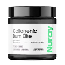 Nuray Collagenic Burn Elite with Green Tea - Collagen Peptides- 60 Capsules | Collagen Burn with 5 Types of Collagen for Healthy Hair, Skin, Nails, Joints, Metabolism Boost & Energy