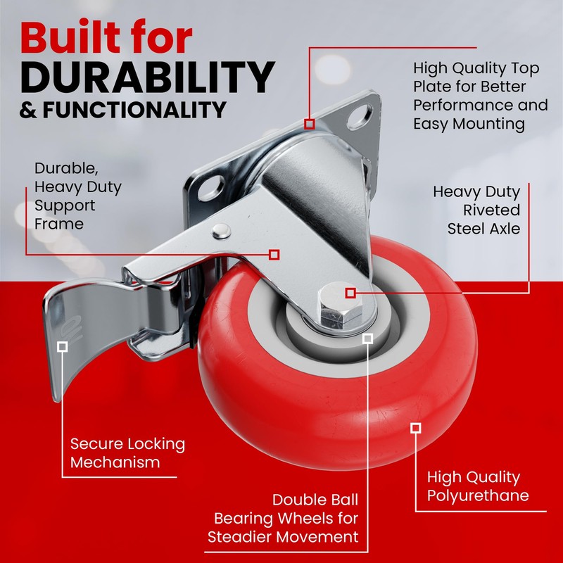 Online Best Service 4 Pack Caster Wheels Swivel Plate On
