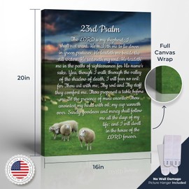 Crossroads Home Décor Psalms 23 Wall Art Canvas Frame, The Lord Is My Shepherd Wall Art, Ready To Hang for Living Room Decor, C2110-16x20