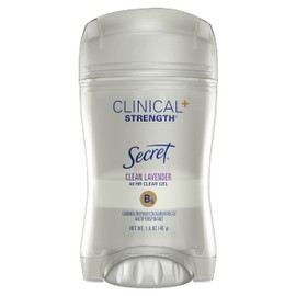 Secret Clinical Strength Clear Gel Antiperspirant and Deodorant, Clean Lavender, 1.6 oz (Pack of 12)