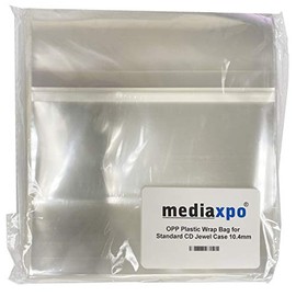 Mediaxpo 300 OPP Plastic Wrap Bag for Standard CD Jewel Case 10.4mm