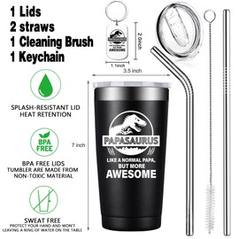 BIRGILT Papa Gifts - Papa Christmas Gifts - Gifts for Papa from Grandkids - Fathers Day Birthday Gifts for Best Papa - 20oz Papasaurus Tumbler