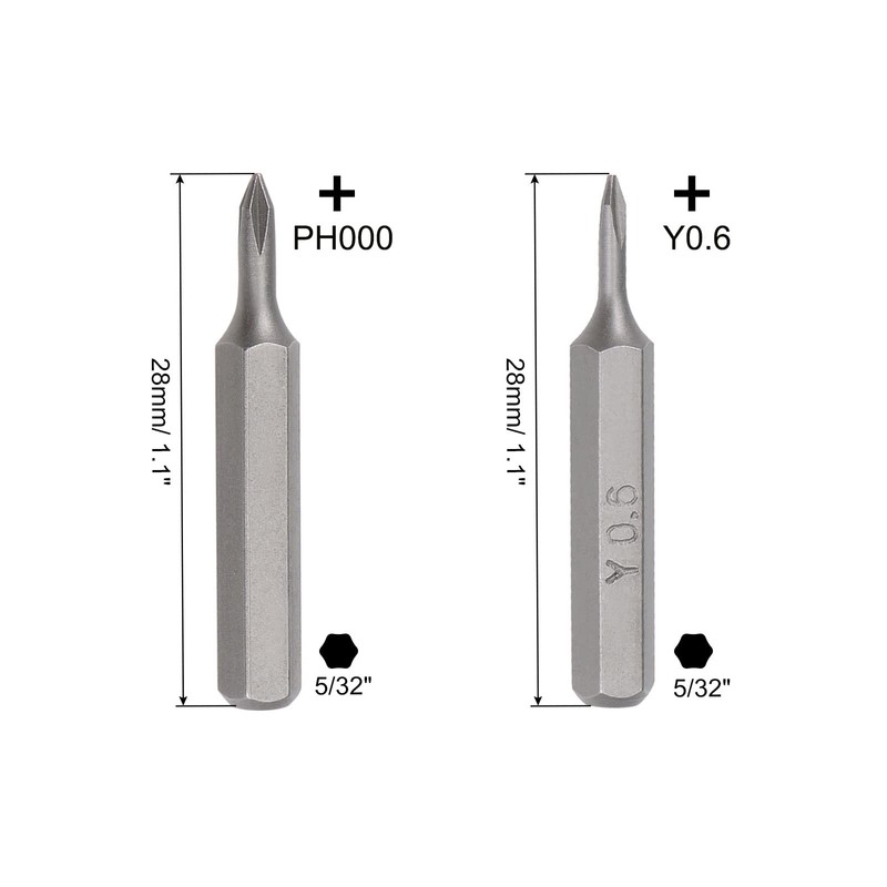 uxcell Phillips Bits 6pcs 5/32 Inch Hex Shank Cross PH000