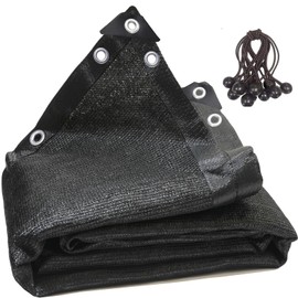 90% Black 6ft x 12ft High Density Fabric Shade Sun Shade Cloth Shade Mesh Canopy Taped Edge with Grommets for Garden Patio, 12pcs Bungee Balls Ropes Included