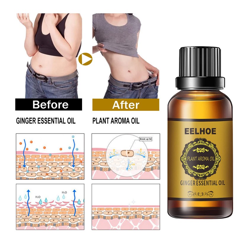 2Pcs Belly Drainage Ginger Oil, Lymphatic Drainage Massage Ginger Essential