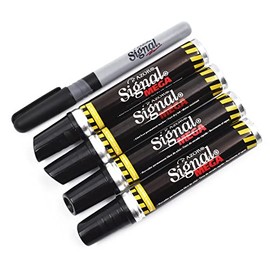 AZOR - Marcadores Permanentes, Plumones Indelebles, Color Negro, 4 Piezas, Signal Mega, Punta Extragrande 6mm, Secado Rapido y Resistente Al Agua, Incluye Marcador De Regalo, 301.1504NE