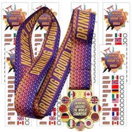 Drinking Around the World Challenge Medal with Tattoos – Celebrate Your Global Epcot Adventure in Style!
